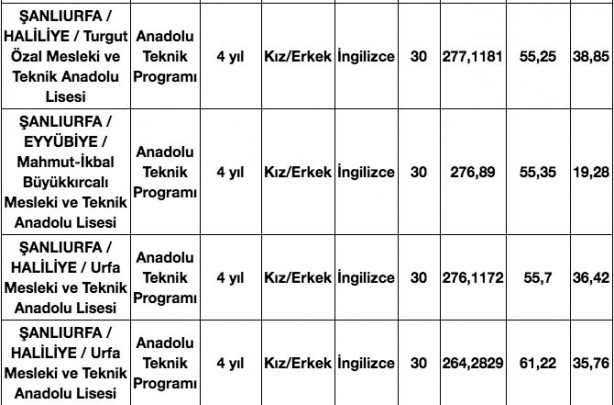 Foto - Şanlıurfa lise taban puanları 2020, Urfa Anadolu Lisesi taban puanı, Şanlıurfa Fen Lisesi taban puanları, Urfa Mesleki ve Teknik Anadolu lisesi taban puanı