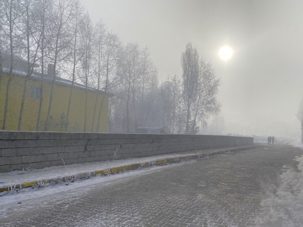 Şehirde sis ve kırağı