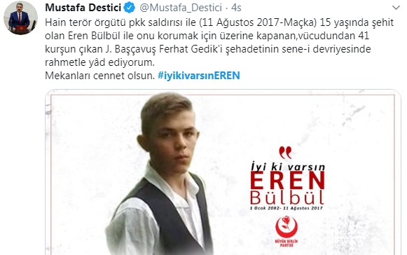 Foto - Şehit Eren Bülbül için duygu dolu mesajlar