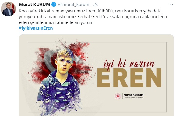 Foto - Şehit Eren Bülbül için duygu dolu mesajlar