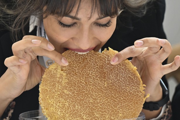 Foto - Şeker hastası olanlar görmesin! 2 dakikada 1 kilogram petek balı yediler!