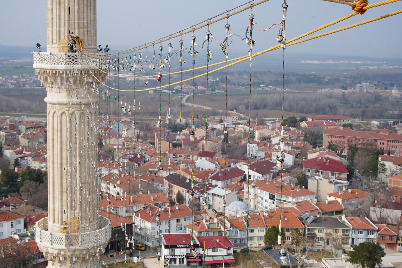 Foto - Selimiye'nin mahyası Yunanistan'dan da görünüyor