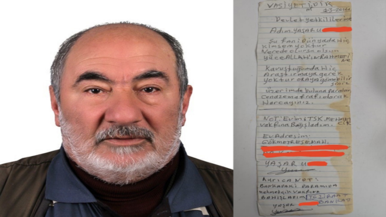 Sen ne güzel bir adammışsın Yaşar amca! Tek başına vefat etti, üzerinden Mehmetçiğe yazdığı bu not çıktı