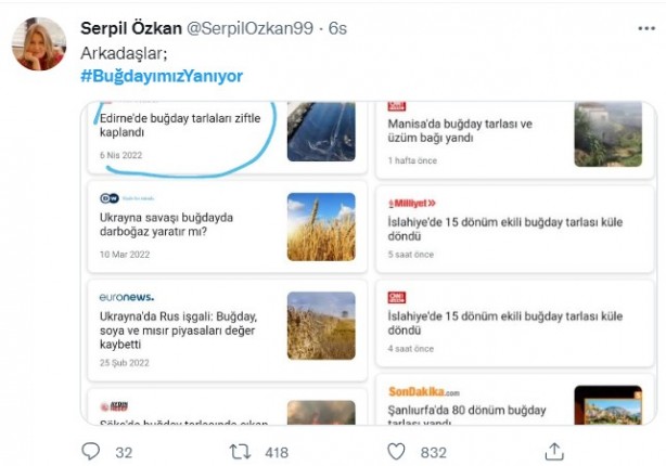 Foto - Şeytani odaklar gıda krizi için devrede: Buğday tarlaları bir bir yanıyor!