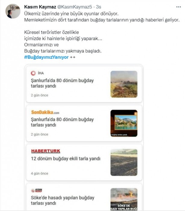 Foto - Şeytani odaklar gıda krizi için devrede: Buğday tarlaları bir bir yanıyor!