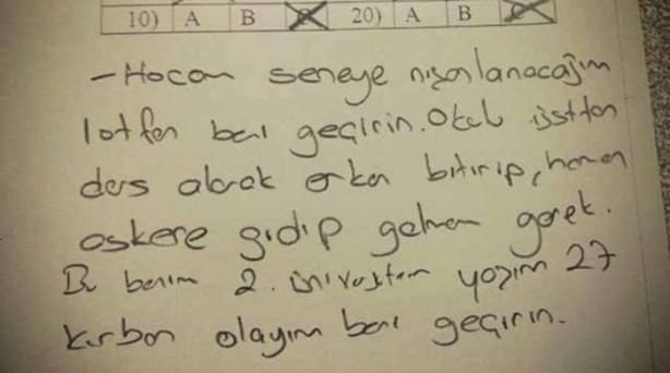 Foto - Sınavlarda verilmiş komik cevaplar