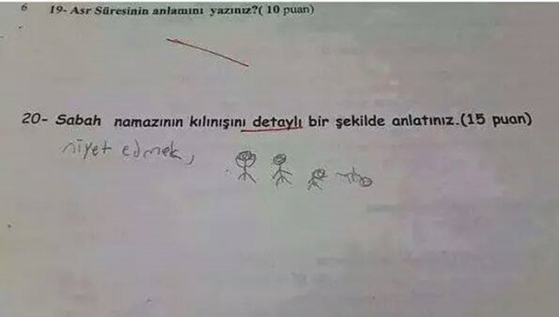 Sınavlarda verilmiş komik cevaplar