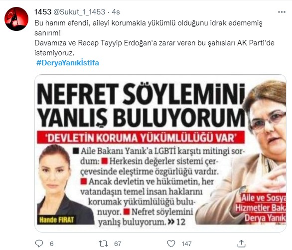 Foto - Sosyal medyada büyük tepki! 'Aile'ye sahip çıkan vatandaşları hedef alan Derya Yanık'a 'istifa' çağrısı! 
