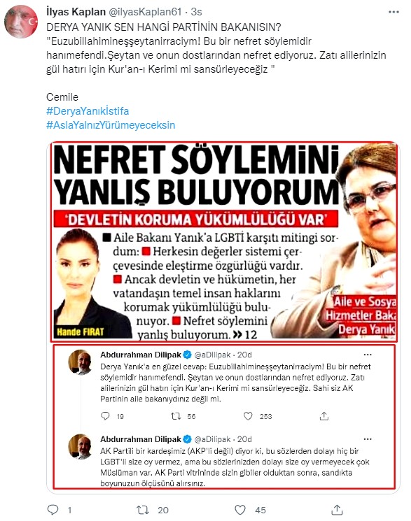 Foto - Sosyal medyada büyük tepki! 'Aile'ye sahip çıkan vatandaşları hedef alan Derya Yanık'a 'istifa' çağrısı! 