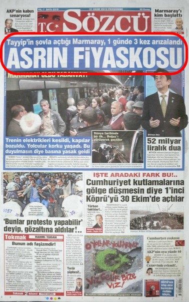 Foto - Sözcü okurlarını böyle aldatıyor! Hadi şimdi Marmaray için çıkın da "Asrın fiyaskosu" deyin diyebiliyorsanız