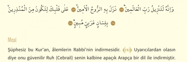 Foto - Şuara Suresi Arapça okunuşu ve Şuara Suresi Türkçe meali: