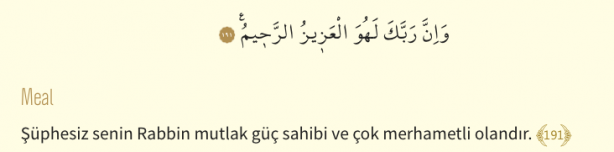 Foto - Şuara Suresi Arapça okunuşu ve Şuara Suresi Türkçe meali: