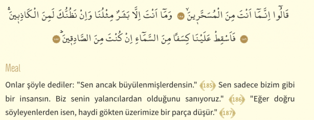 Foto - Şuara Suresi Arapça okunuşu ve Şuara Suresi Türkçe meali: