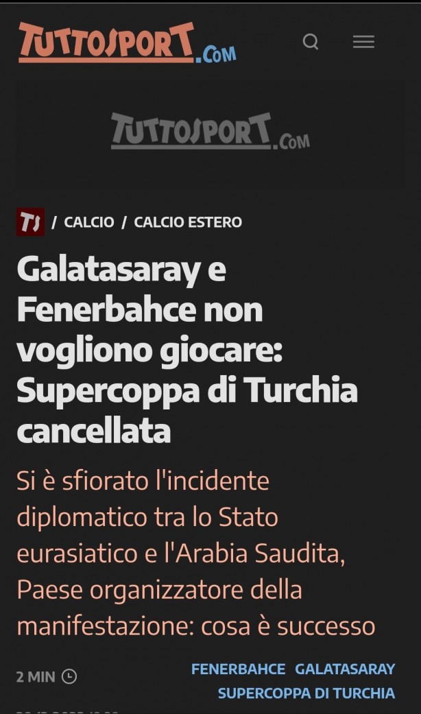 Foto - Suudi Arabistan'daki Süper Kupa finalinin iptali, Avrupa basınında geniş yankı buldu