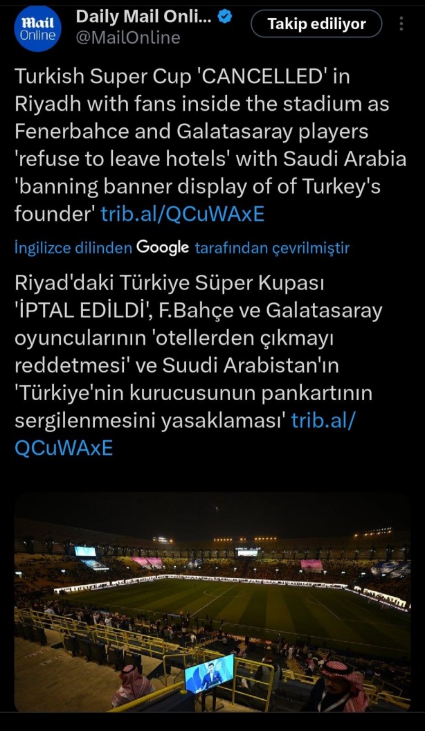 Foto - Suudi Arabistan'daki Süper Kupa finalinin iptali, Avrupa basınında geniş yankı buldu