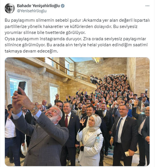 Foto - "Tahsin Paşa" rolüyle hafızalara kazınmıştı! AK Parti Milletvekili Yenişehirlioğlu’ndan "lüks saat" paylaşımı sonrası flaş karar! İşte bunu hiç kimse beklemiyordu