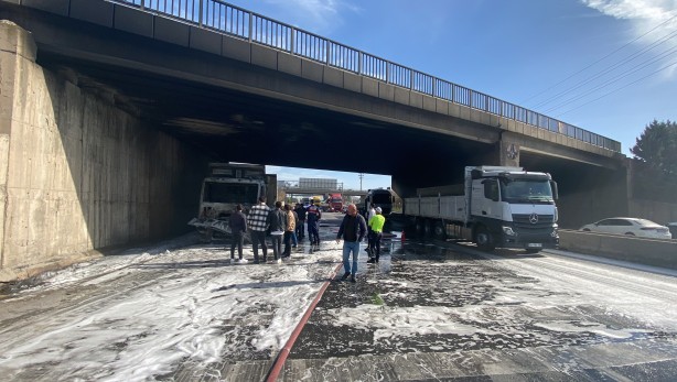 Tamire giden kamyon D-100’de alev aldı