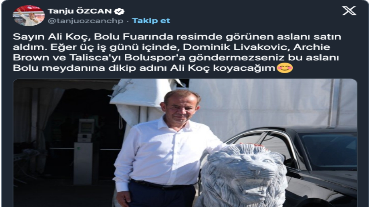Foto - Tanju Özcan’dan Ali Koç’a olay çağrı: Dediğimi yapmazsan, bu aslana senin ismini vereceğim
