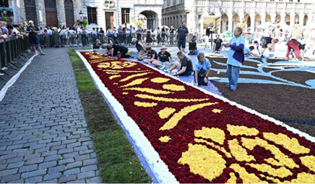 Foto - Tarihi meydan rengarenk! Bin 680 metrekarelik çiçekten halı