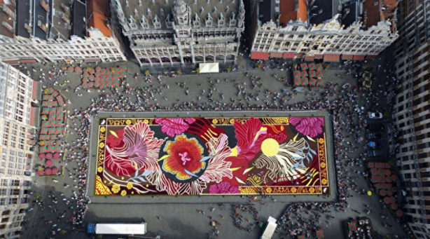 Foto - Tarihi meydan rengarenk! Bin 680 metrekarelik çiçekten halı