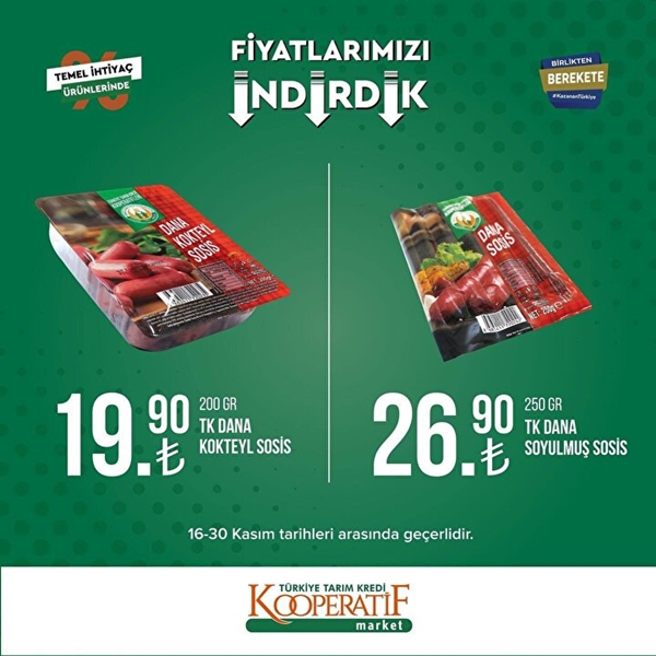 Foto - Tarım Kredi Kooperatif Marketlerde indirim uygulanacak ürünler belli oldu