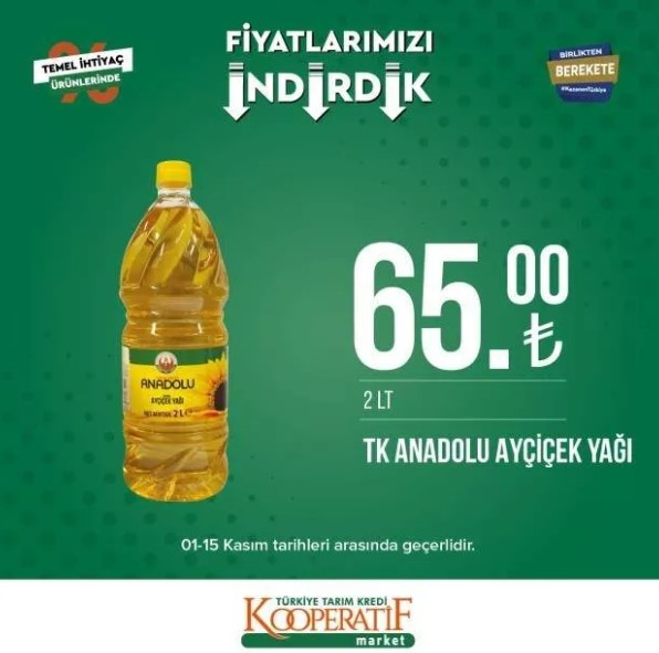 Foto - Tarım Kredi Market yeni listeyi açıkladı! Ayçiçek yağı indirime girdi