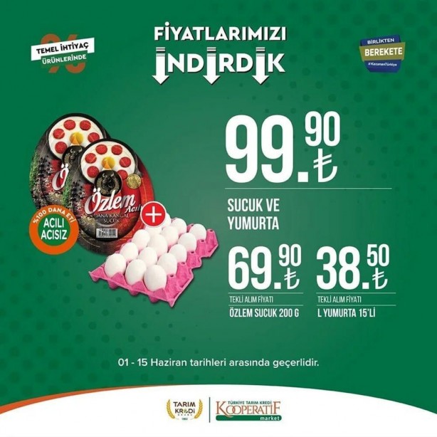 Foto - Tarım Kredi Marketleri'nde dev indirim! 15 Haziran'a kadar koşan alacak: Tuvalet kağıdı, yağ, yumurta...