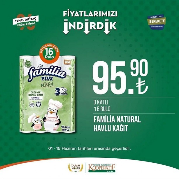 Foto - Tarım Kredi Marketleri'nde dev indirim! 15 Haziran'a kadar koşan alacak: Tuvalet kağıdı, yağ, yumurta...