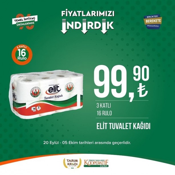 Foto - Tarım Kredi Marketlerinde fiyatlar çakıldı! Tuvalet kağıdı, peynir, yağ ve sayısız üründe büyük indirim