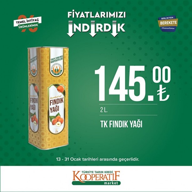 Foto - Tarım Kredi Marketleri'nde son indirim duyuruldu! Ay sonunda bitecek: Yağ, tuvalet kağıdı, un...