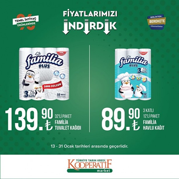 Foto - Tarım Kredi Marketleri'nde son indirim duyuruldu! Ay sonunda bitecek: Yağ, tuvalet kağıdı, un...