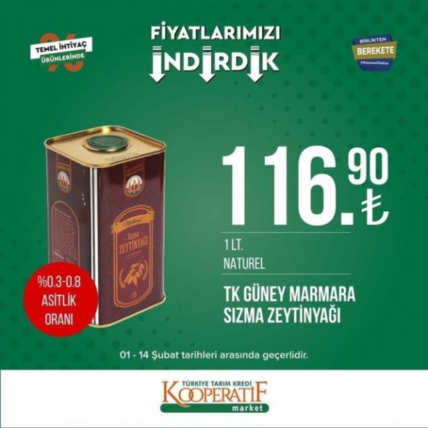 Foto - Tarım Kredi Marketleri'nden yeni kampanya! Yağ ve sütün fiyatı düştü... İşte indirim listesi