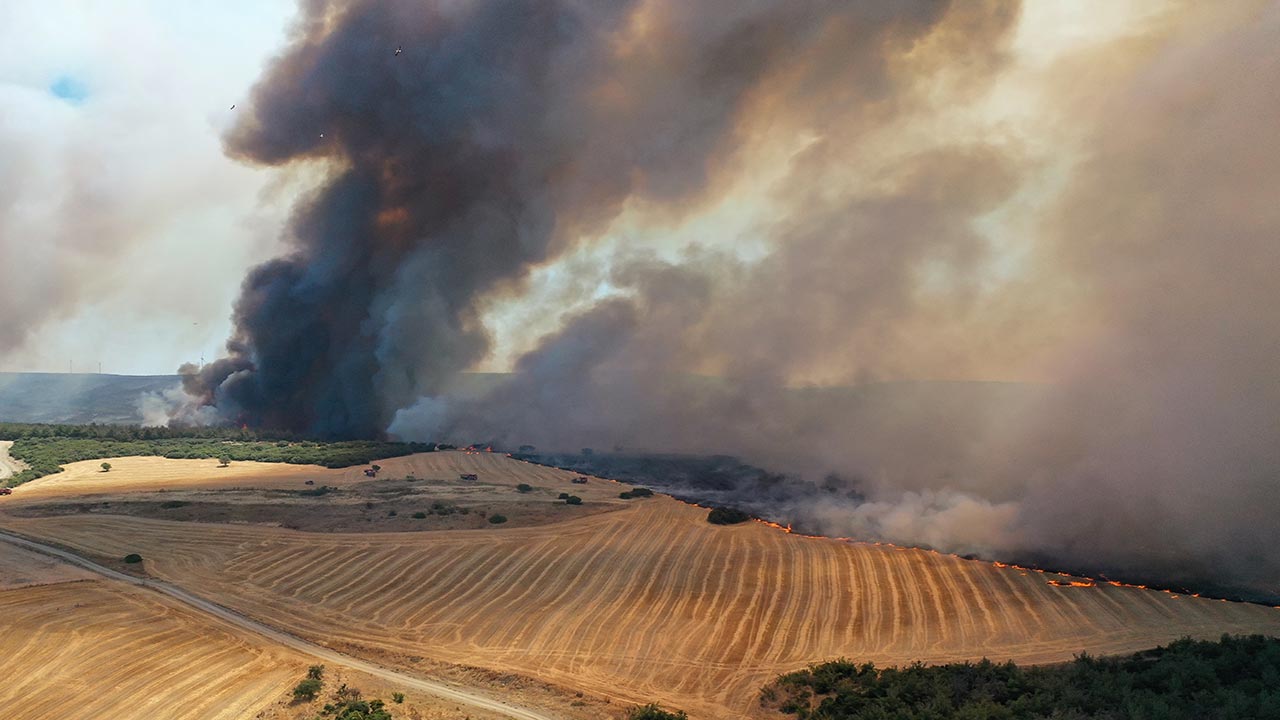 Foto - Tekirdağ ve Çanakkale yanıyor! Orman yangını otoyolu kapattı