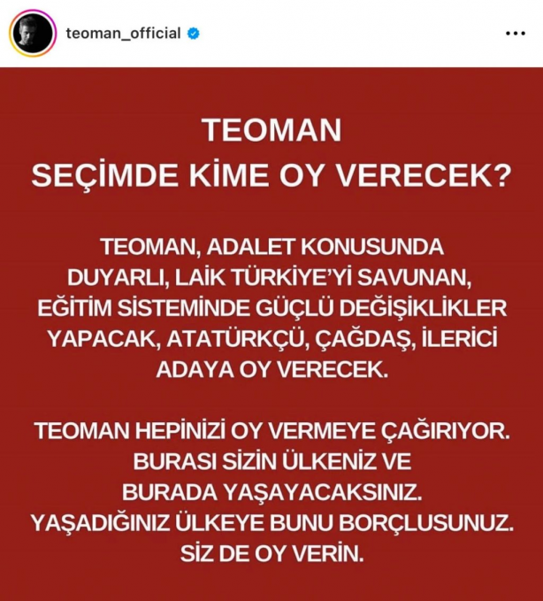 Foto - Teoman, seçimlerde kime oy vereceğini açıkladı