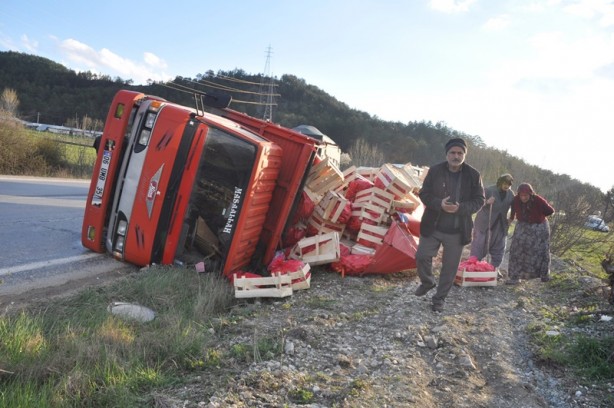 Foto - Tırla çarpışan kamyon devrildi, havuçlar yola saçıldı