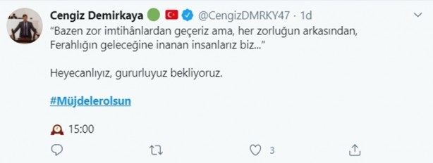 Foto - Tüm dünya 15:00’a odaklandı! İşte siyasilerin #müjdelerolsun paylaşımları