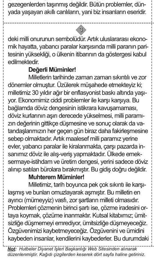Foto - Türk Lirası 2001 yılında Diyanet'in hutbe konusu olmuştu
