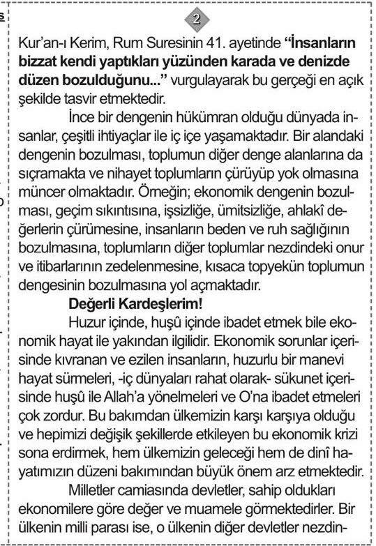 Foto - Türk Lirası 2001 yılında Diyanet'in hutbe konusu olmuştu