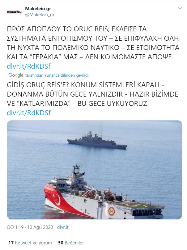 Foto - 'Türkiye' paniği: Oruç Reis'in bir hareketi Yunanistan'ı salladı!