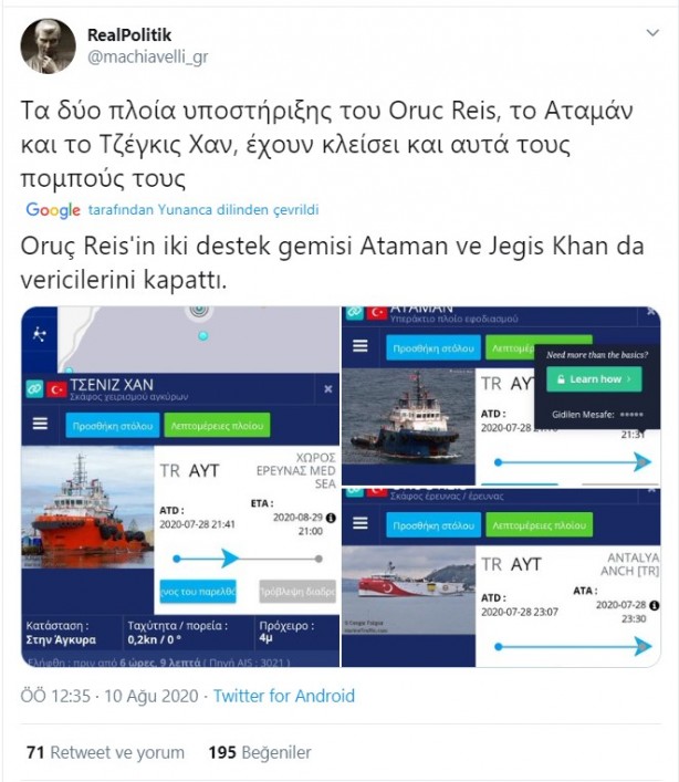 Foto - 'Türkiye' paniği: Oruç Reis'in bir hareketi Yunanistan'ı salladı!