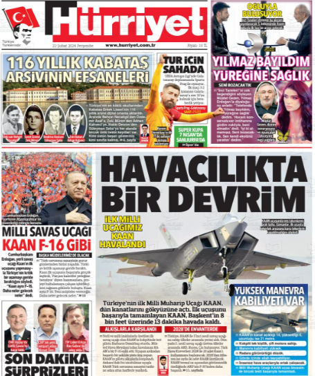 Foto - Türkiye’nin Milli Muharip Uçağı KAAN kimleri sevindirdi kimleri üzdü! Hangi gazete nasıl gördü ya da görmedi.