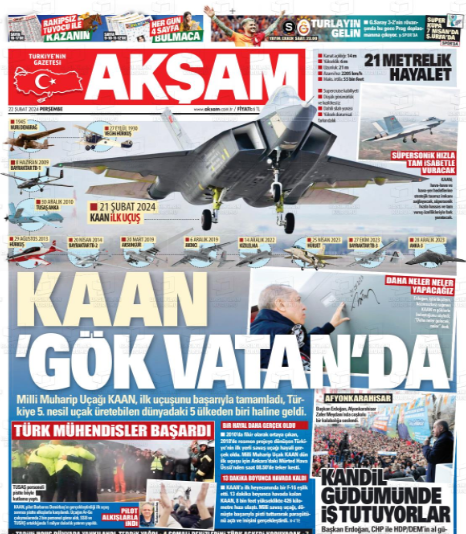 Foto - Türkiye’nin Milli Muharip Uçağı KAAN kimleri sevindirdi kimleri üzdü! Hangi gazete nasıl gördü ya da görmedi.