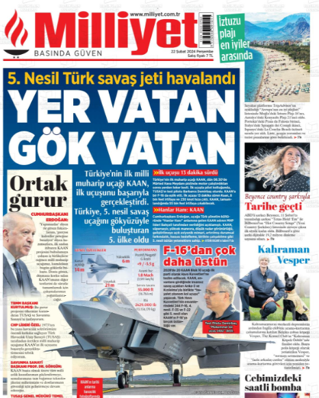 Foto - Türkiye’nin Milli Muharip Uçağı KAAN kimleri sevindirdi kimleri üzdü! Hangi gazete nasıl gördü ya da görmedi.
