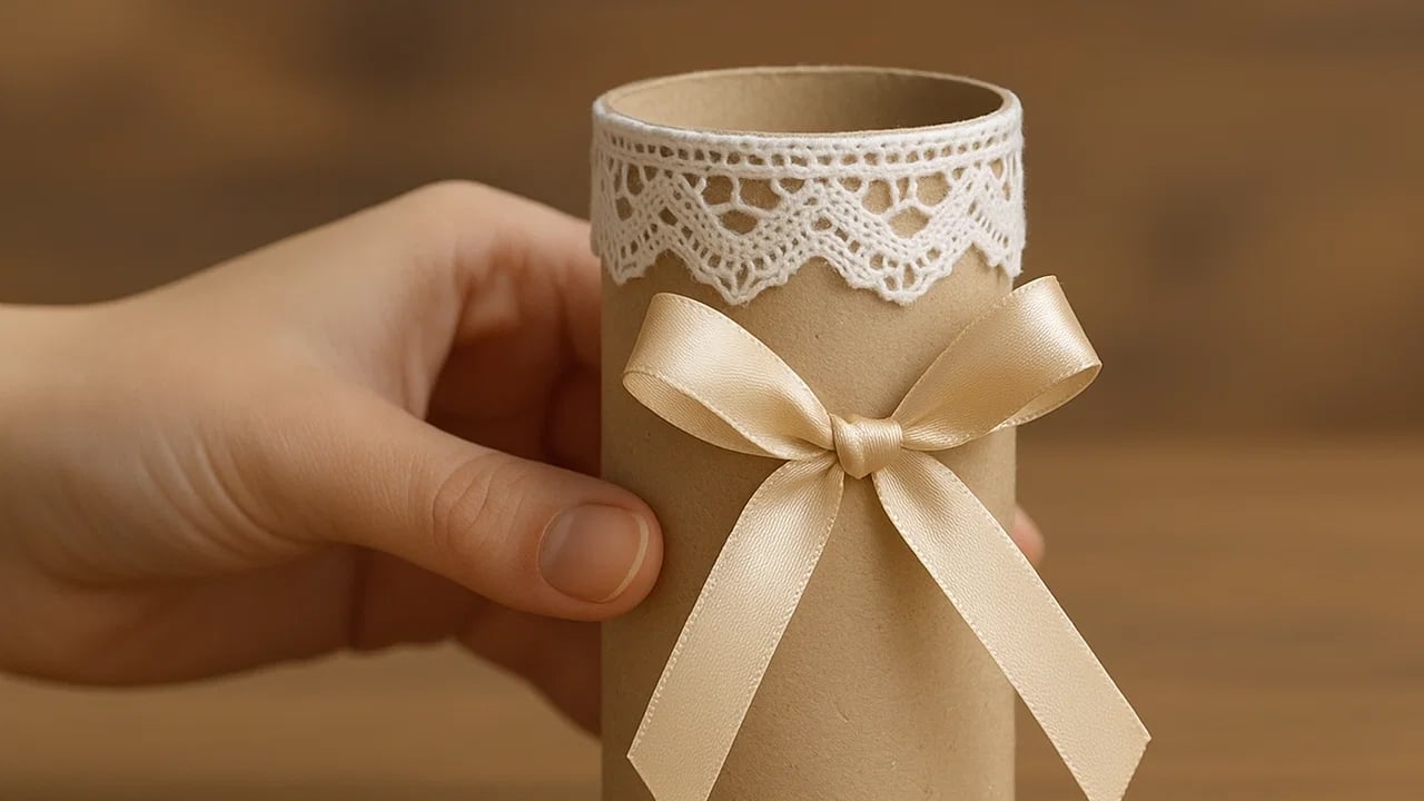 Foto - Tuvalet kâğıdı rulosundan dekoratif vazo yapımı: Hem pratik hem de bütçe dostu! 