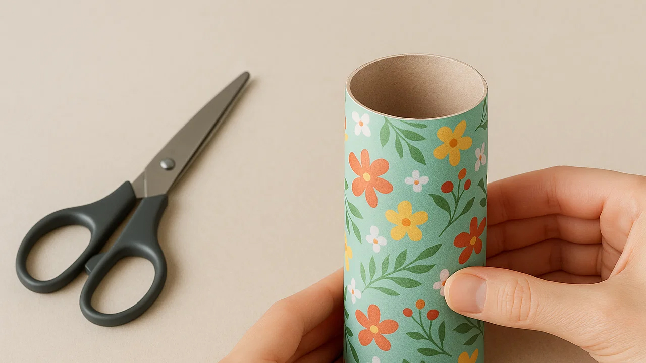 Foto - Tuvalet kâğıdı rulosundan dekoratif vazo yapımı: Hem pratik hem de bütçe dostu! 