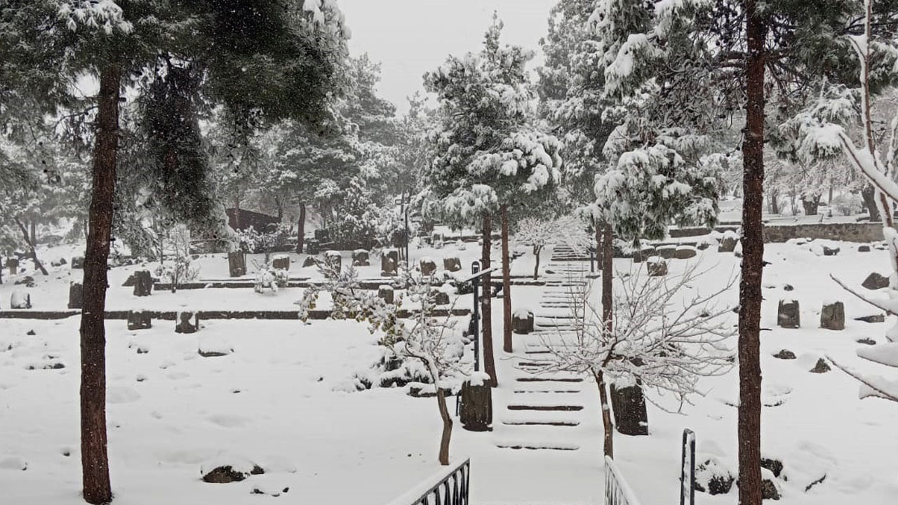 Unutulmaz bir manzara! 3 bin yıllık heykeller kar altında