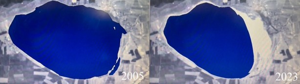 Uydu görüntüleri korkuttu! O gölün üçte biri kurudu