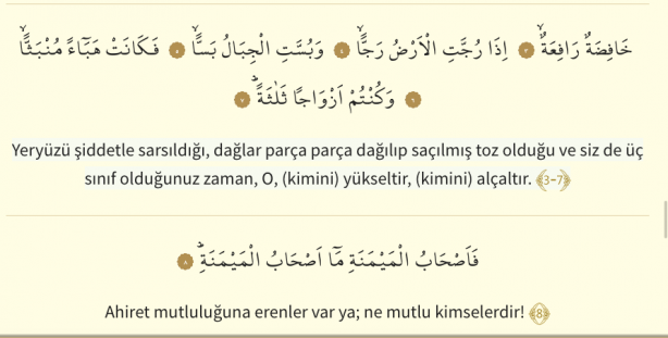 Foto - Vakıa Suresi Arapça okunuşu: Vakıa Suresi Türkçe meali!