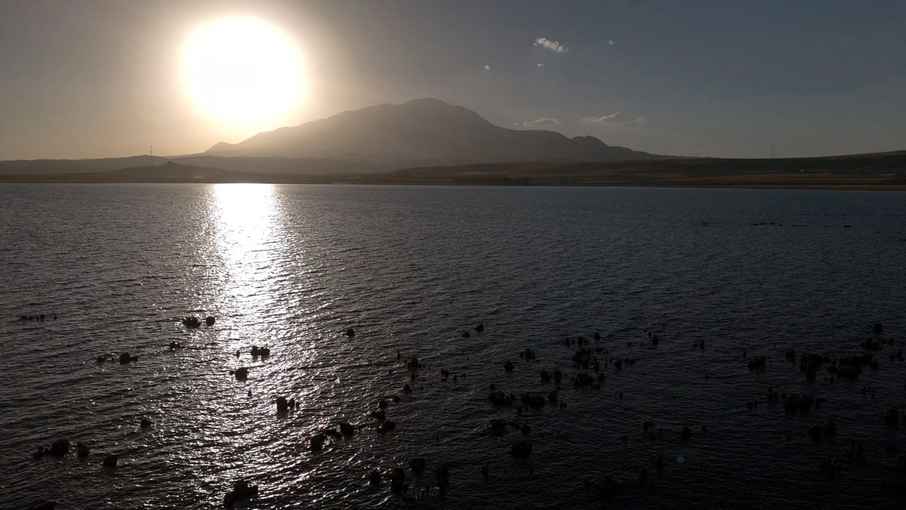 Foto - Van Gölü alarm veriyor! Sular çekildi, göl tabanı çatladı