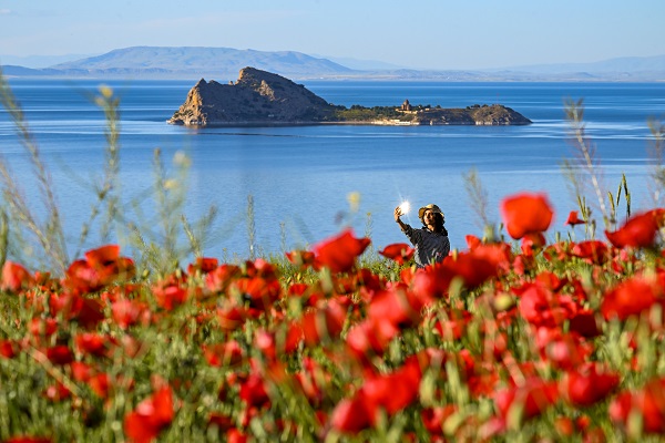 Foto - Van Gölü kıyıları kırmızıya boyandı